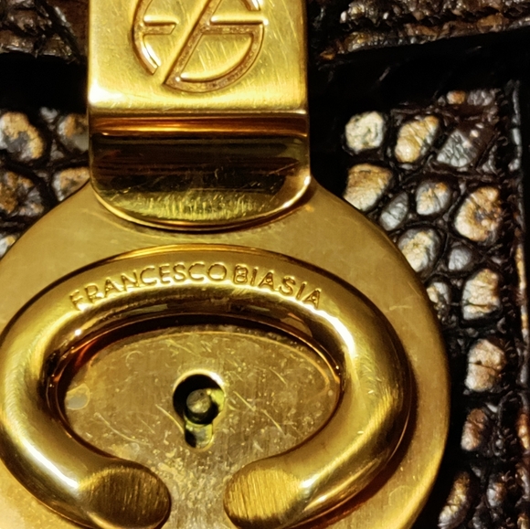 Gorgeous croc embossed leather suede shoulder bag brown - Picture 14 of 16